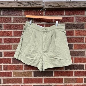 Joie Olive Sage Green Pleated Shorts